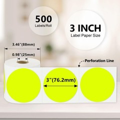 3 X 3 Inch Color Coding Dot Labels Circle Thermal Printable Waterproof 500 Pc…