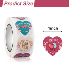 1000Pcs Valentine’S Day Heart Roll Sticker 1Inch I Love You Stickers for Packing