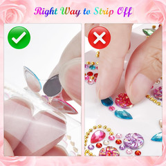 8 Sheets Colorful Gem Stickers for Crafts, Self Adhesive Rhinestones & Jewels