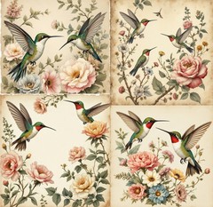 Hummingbird Decoupage Rice Paper Ornament-Wood Art Scrapbooking A4 1 Sheet