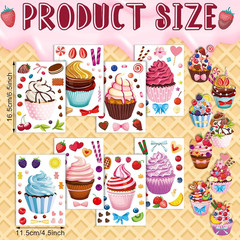 48 Sheets Scented Cupcake Stickers Scratch and Sniff for DIY Baking Favors
