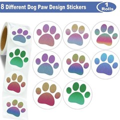 600 Pcs Dog Paw Stickers Roll for Kids 1.5 Inch Round Puppy Dog Paw Label Sti…