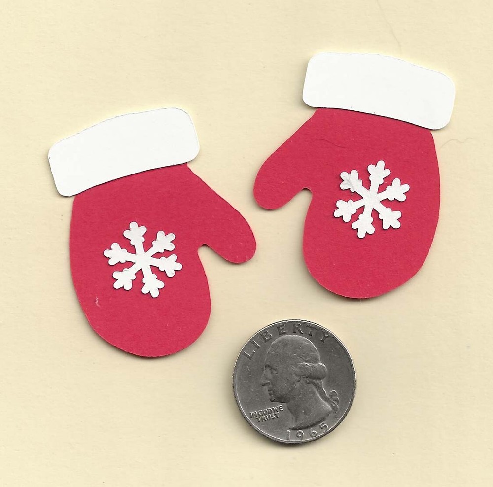 Mitten Die Cuts,, layered -7 pair (14 mittens) Christmas Die Cuts, Scrapbooking