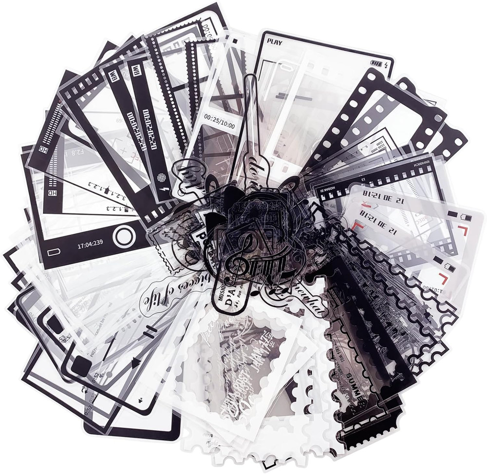 120PCS Retro Camera Film Frame Stamp Poster PET Stickers for Scrapbooking Bullet