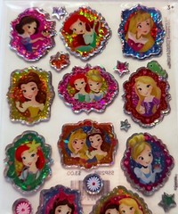 Disney Princess Epoxy Puffy Stickers Little Mermaid Belle Cinderella Snow White