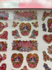 Love Heart Scrapbook Stickers Sheet Foil Golden Outline