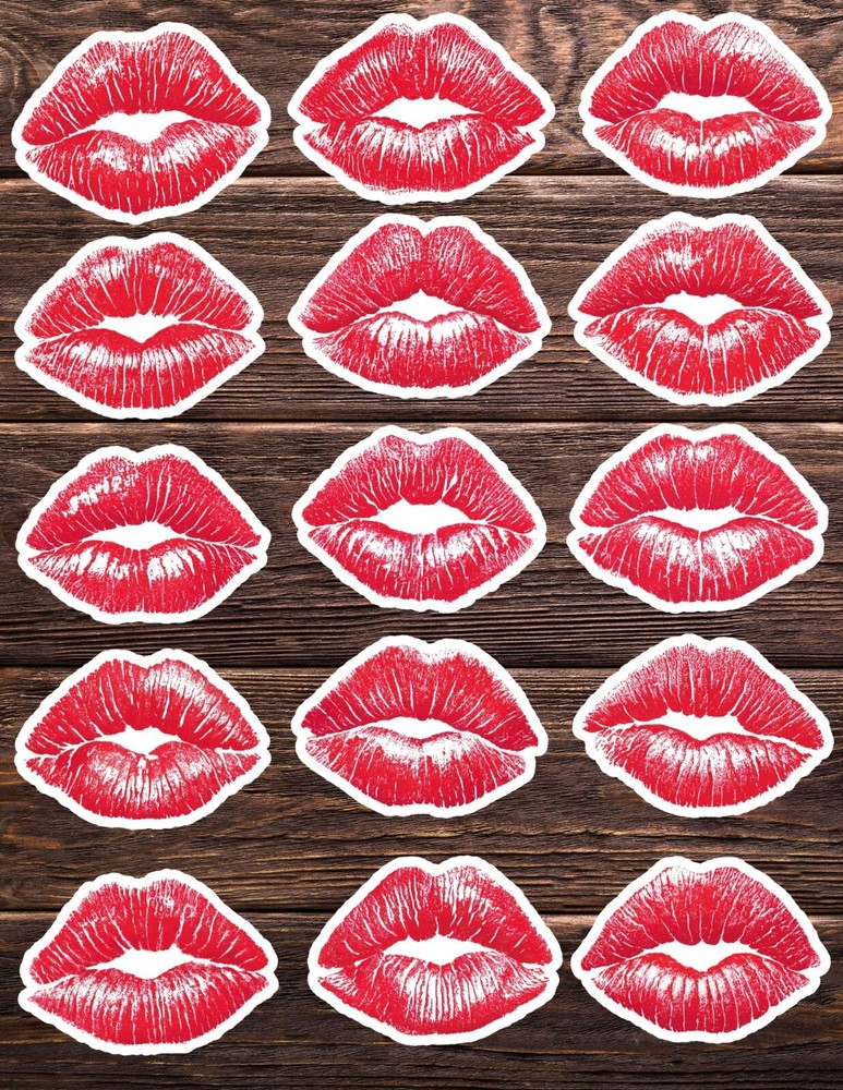 Red Lips Die Cut Vinyl Stickers Set Scrapbooking Laptop Waterbottle