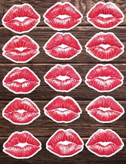 Red Lips Die Cut Vinyl Stickers Set Scrapbooking Laptop Waterbottle