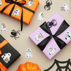 1000 Pcs Halloween Ghost Stickers Self-Adhesive Decals for Party Decor, 2 Rolls