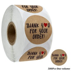 1000Pcs Thank You for Your Order Stickers 1 inch Kraft Labels with Heart Design