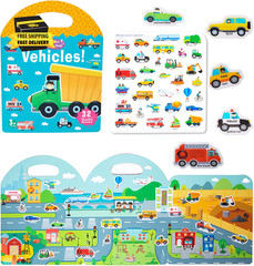 Jelly Reusable Sticker Books for Toddlers 1-3 2-4 Years, Portable Travel Toys St