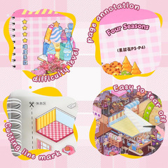 10Pcs Big Size 3D Sticker Scenes DIY Make Your Own Scene House Stickers