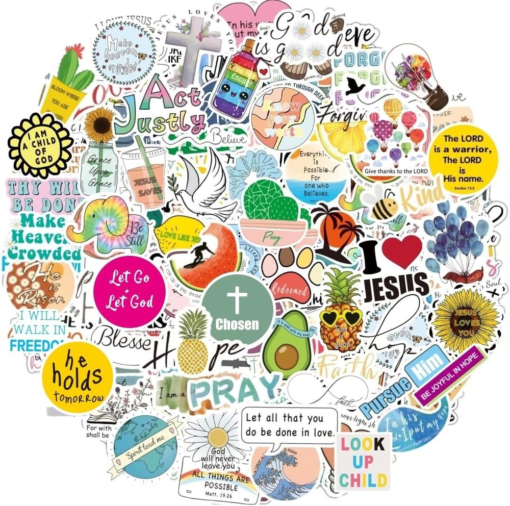 200Pcs Christian Bible Verse Stickers Waterproof for Water Bottles Laptop DIY