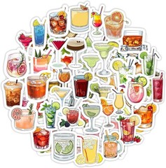 Waterproof Vinyl Cocktail Stickers for Bottles & Laptops, 5.8×4.13 in
