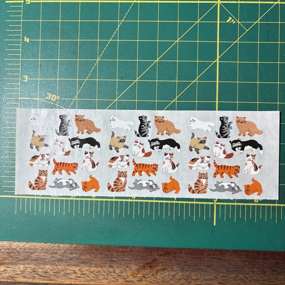 3 Squares Vintage Sandylion Stickers Playful Cats Kittens Sleeping