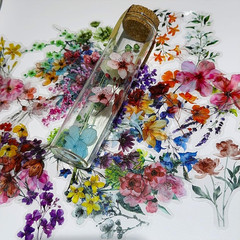 Natural Flower Stickers for Scrapbook, Self-Adhesive Clear Wildflower Plant