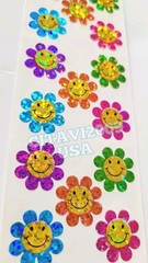 HAMBLY STUDIOS STICKERS PRISMATIC GLITTER SMILEY FACE FLOWERS COLLECTIBLE RARE