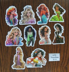Cute or Realistic- Princess Stickers -10 PCs- 10 style options! See Description