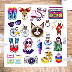 Violette Stickers – 1980s Nostalgia – 1 80s Retro Vintage Sticker Sheet – Crafts