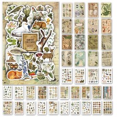 Prstincol Vintage Aesthetic Washi Stickers and Papers for Forest Nature
