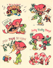 Vintage Paula Christmas Elf Stickers 1970’s one sheet Very Good Cond