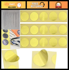1000 Pack Metallic Gold Embossed Certificate Seals – Self-Adhesive Scallop Stick