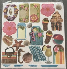 Beach & Tropical Vacation Scrapbooking Paper Sticker Lot Multicolor NIP