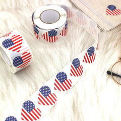 Heart-Shaped American Flag Stickers, 1.5 Inch, 500 Count