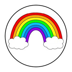 30 rainbow and clouds Envelope Seals Labels Stickers 1.5″ Round