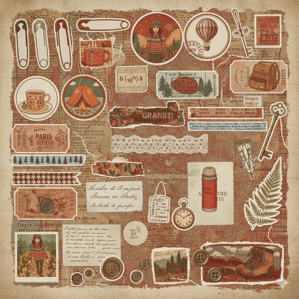 Travel Collage PageJunk Journal Scrapbook Choose One