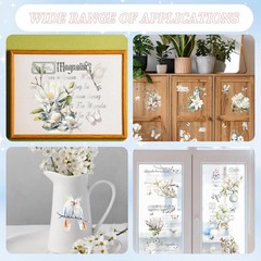 White Magnolia Rub on Transfers for Crafts – Wxiben 16 Sheets Vintage Floral Rub