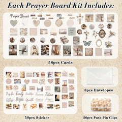 Boho Prayer Board Supplies – 164 Pcs Brown Bible Verse Jesus Christian Bulletin