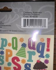K&Company Confetti Alphabet Letters Birthday Party Hats Cup Cake Candles Sticker
