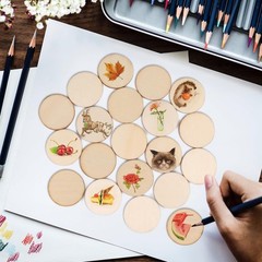 100 Pcs Unfinished Wood Circles 1.25 Inches Small Round Wooden Discs Wood Pie…