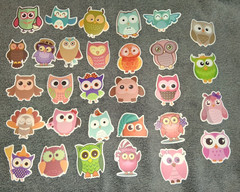 30 Owl Stickers Kawaii Waterproof Decals Scrapbook Christmas Stocking Stuffer
