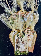 6 Junk Journal Tags Vintage Lace Roses Maud Humphrey~Gifts~Scrapbooks~Cards~#5DL