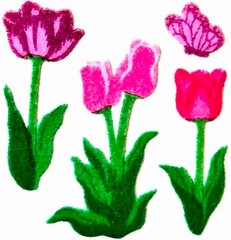 Fuzzy TULIP FLOWERS Sandylion Stickers – 1 square ~VINTAGE~