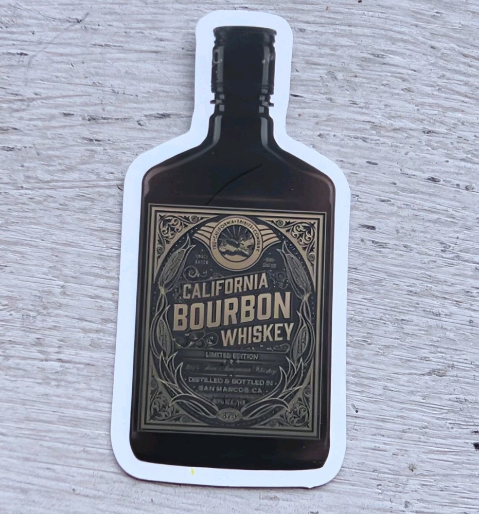 Bourbon Whiskey Drink Alcohol Glass Bottle Brown Sticker 1 Pc