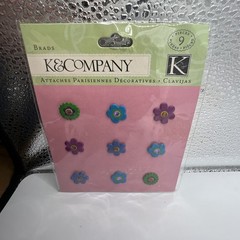 K & Company Scrapbook Brads And string Clasps; 4 New In Package Items;