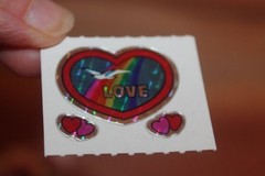 Vintage KEM Prism Sticker mods Rainbows hearts Bee Dove Bird Love lot of 3 1980s