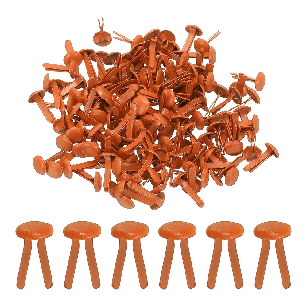 Brads for Paper Crafts, 150 Pcs Orange Metal Round Paper Fasteners, 13 mm
