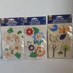 Burlap Flowers & Birds Scrapbooking Stickers by Little Yellow Bicycle