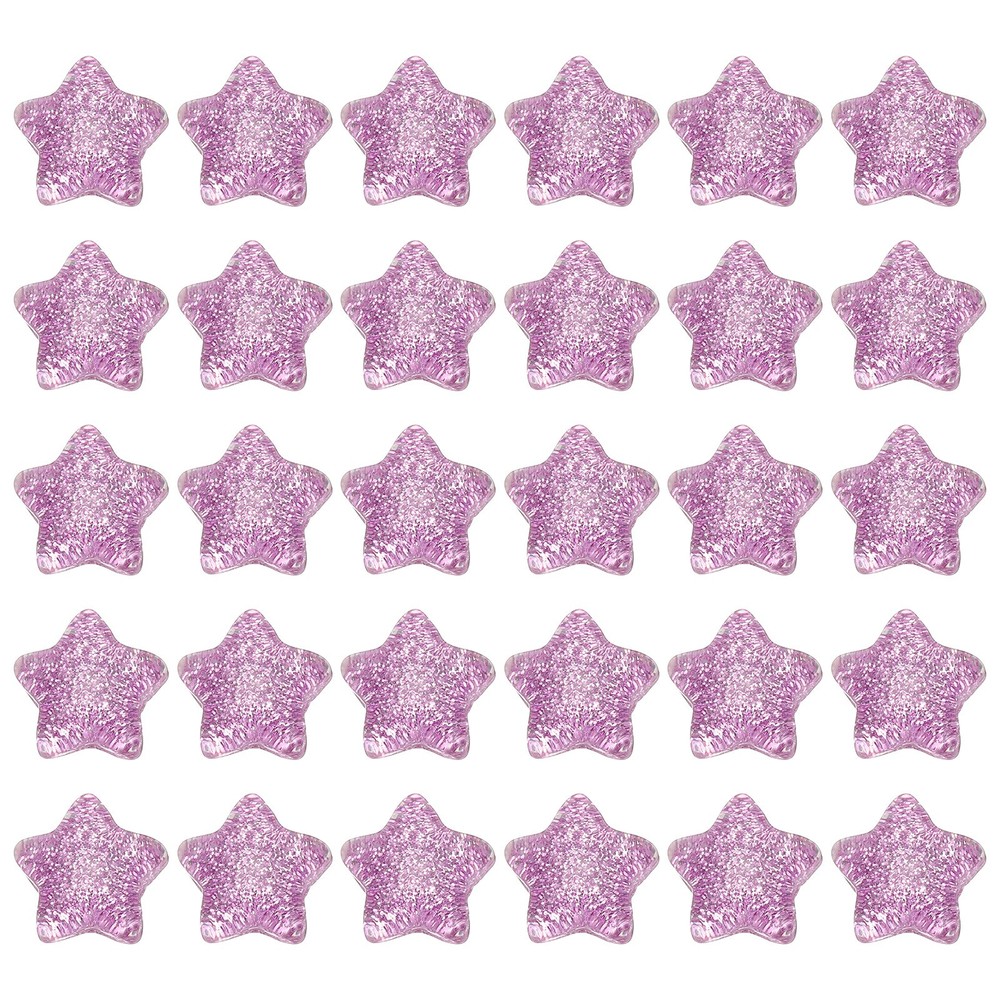 30 Pcs Flat Back Resin Charms, Glitter Star Charms Bulk, Purple