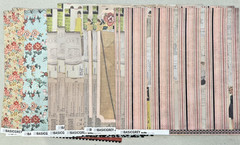Basic Grey Lucille Scrapbook LOT 12 X 12 Paper Chipboard, Snippets & Buttons