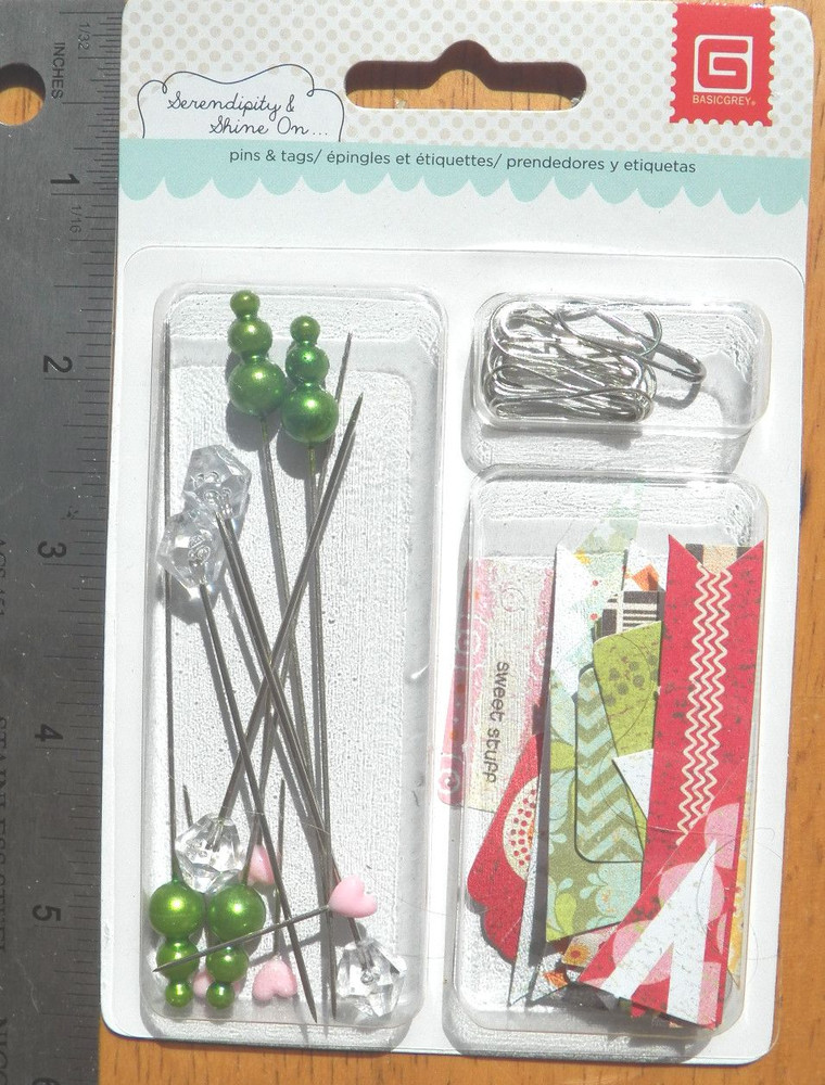 Hat Pins Scrapbook Embellishments Basic Grey Tags 40+ piece Card Making Altered