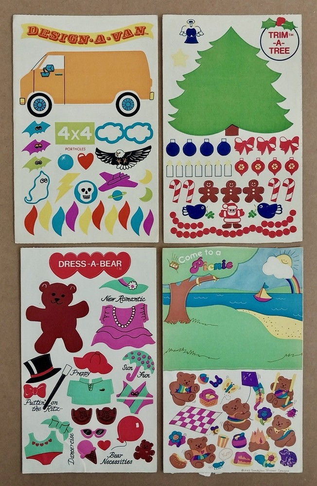 Vintage Sandylion Maxi Activity Stickers – Tree, Bear, Van, Picnic