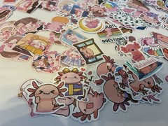 Axoloti Assorted Kids Stickers. 200 Pcs. Scrapbook. Cartoon. Funny. Animal. Cute