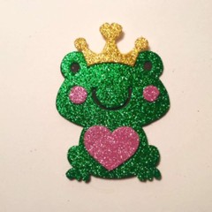 Glitter Foam Frog with Gold Glitter Crown Cut Out
