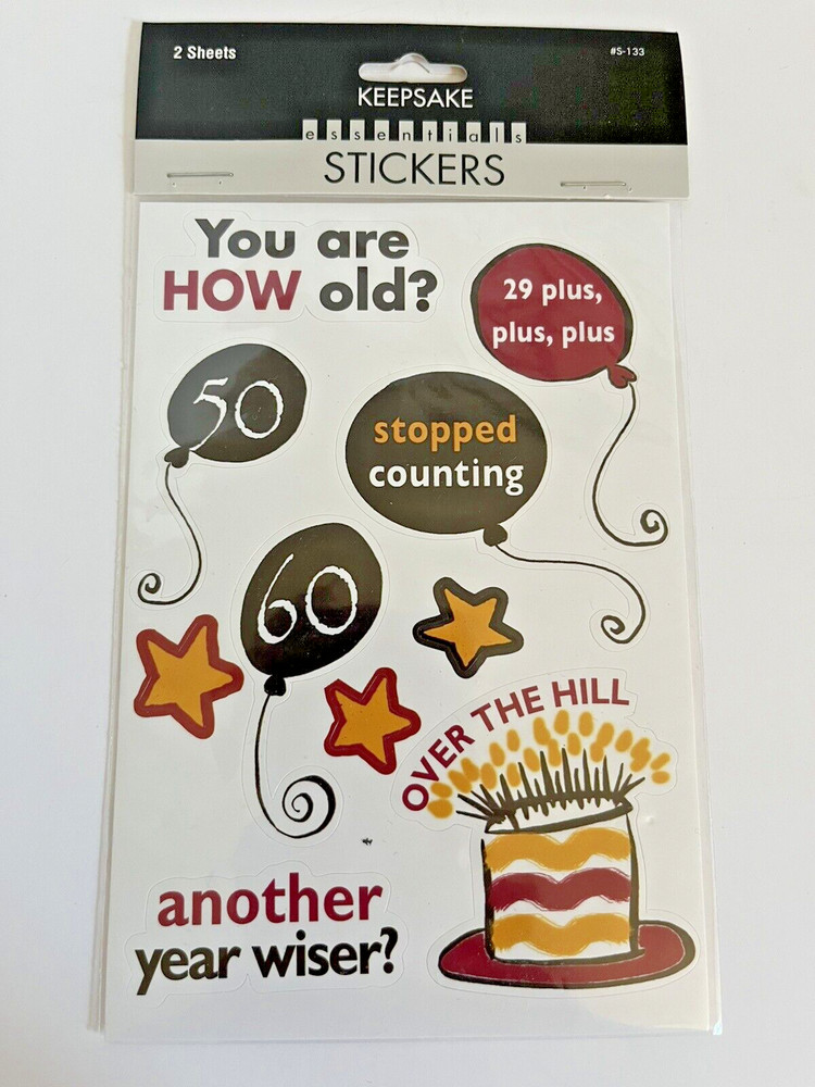 Over The Hill Happy Birthday Scrapbooking Stickers By Keepsake 2 SHEETS