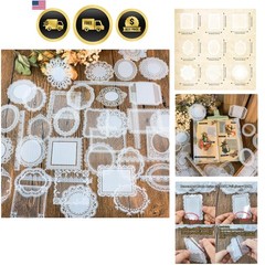120 PCs Lace Scrapbook Stickers,Waterproof Cutout Transparent Sticker PET Tra…